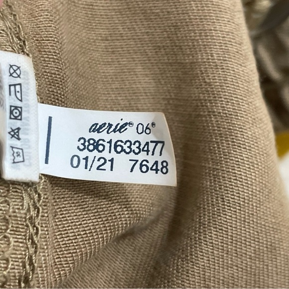 Aerie Women's XXS Adventure Shorts High Rise Linen Blend Raw Hem Boho Tan Khaki - Picture 10 of 14